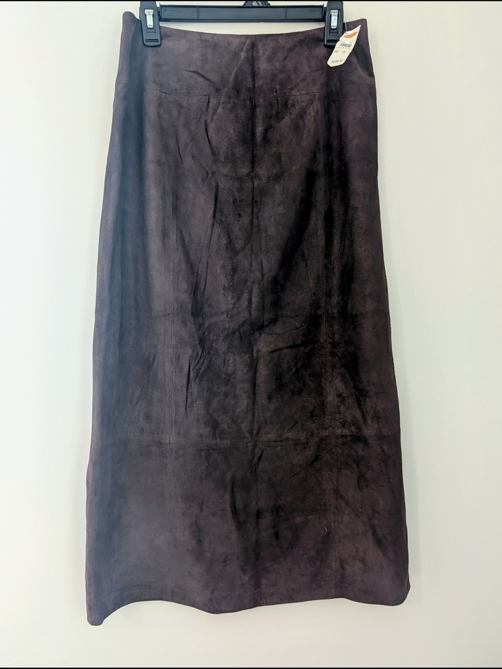 Vintage Talbots Brown Suede Leather Maxi Skirt Size 10 NWT Y2K